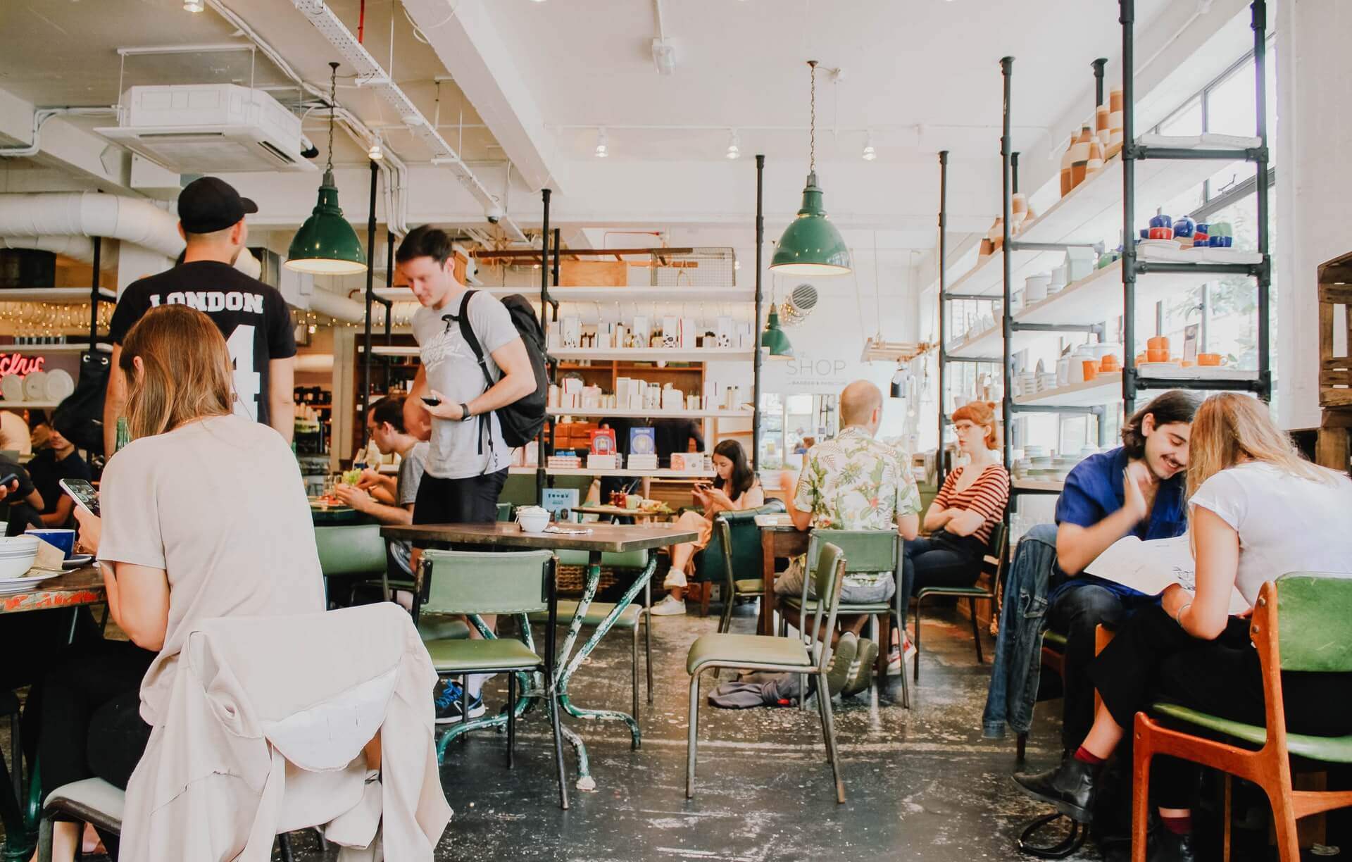 People in a bustling café